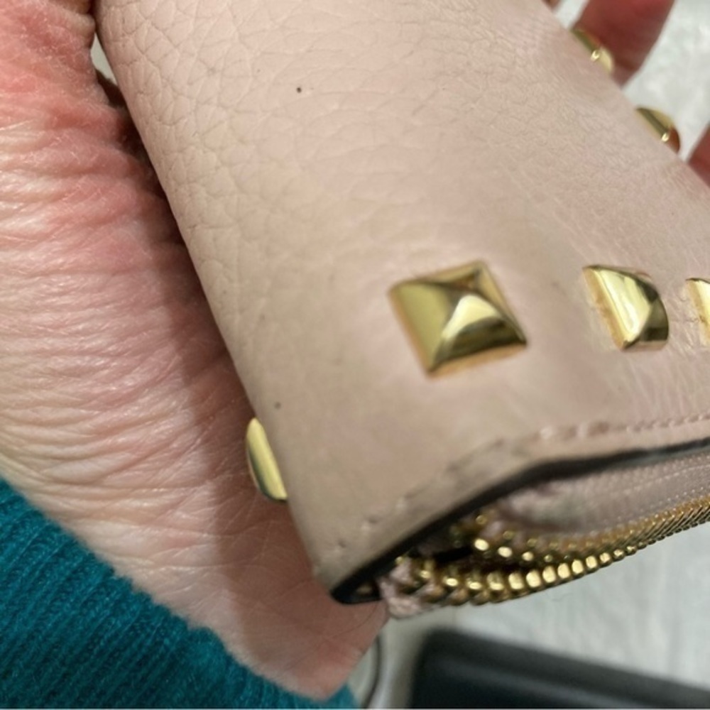 Michael kors pink leather gold studded zipper clutch accordion wallet - Picture 5 of 15